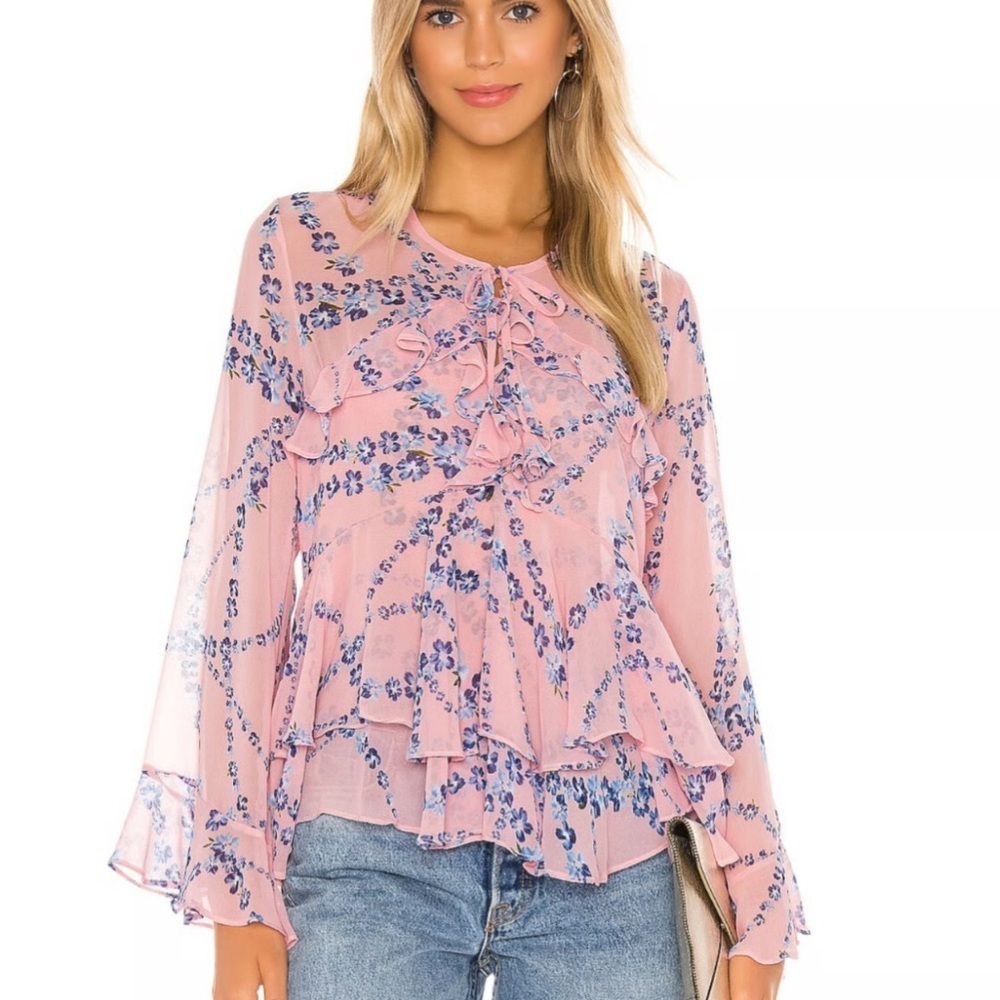 Misa Los Angeles x Revolve Damaris Ruffle Top Size Small